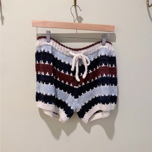 Sea New York Cream, Navy, Light Blue & Burgundy Striped Knit Shorts